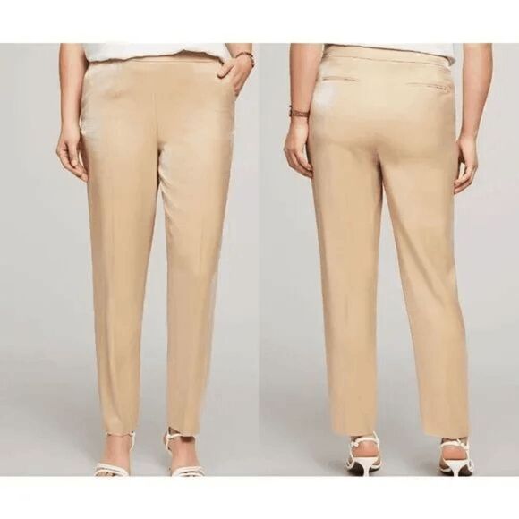 Anne Klein Women's Light Coffee Shimmer Twill Side Zip Pants Trouser  6 - Picture 1 of 8